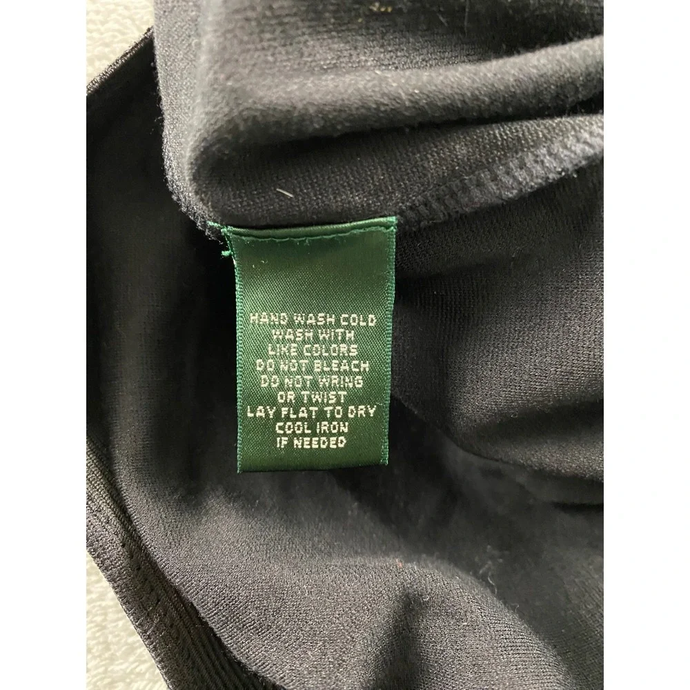Lauren Ralph Lauren Womens Medium Black Knit Pull On Slim Straight Leg Pants